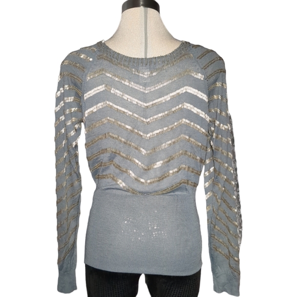 B0ST0N PROPER Grey and Silver Beaded Embellishments Sweater h Size L - Picture 10 of 10